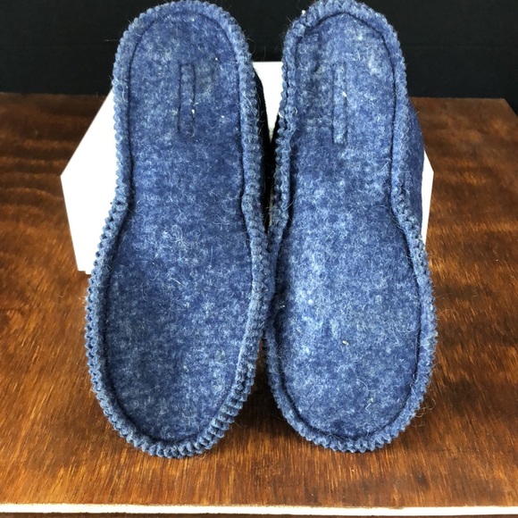 Maria La Rosa Mottled Navy Felt Wool Slippers Sz S - Picture 7 of 8